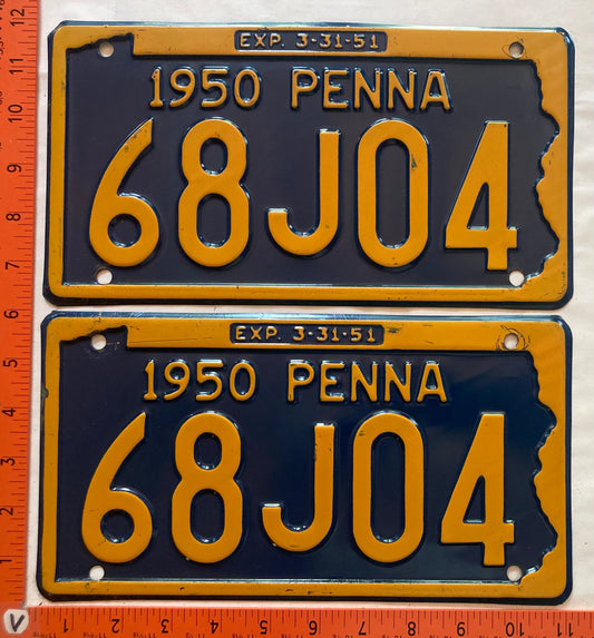 1950 Pennsylvania #68J04 Passenger License Plate (Pair)