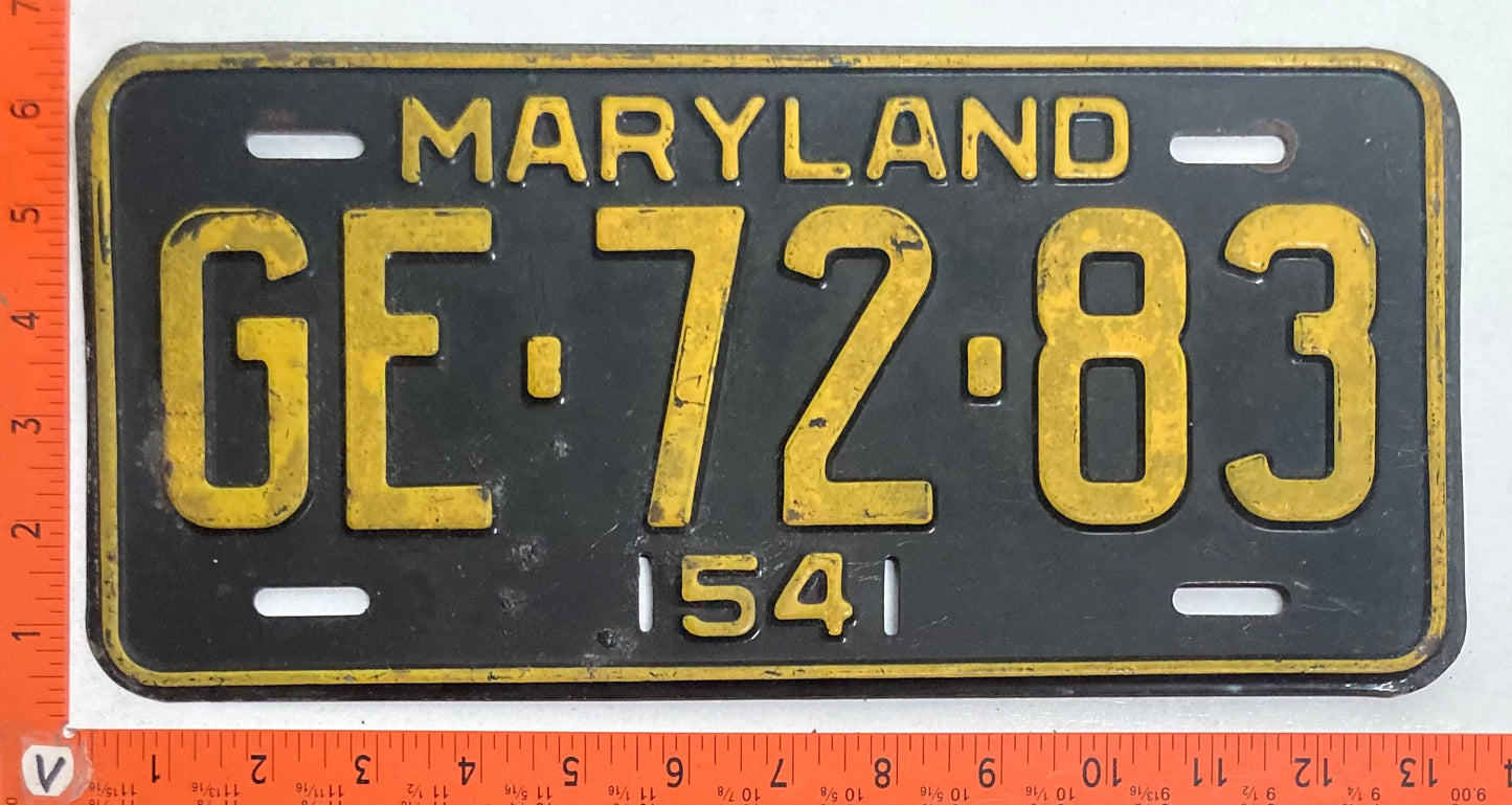 1954 Maryland #GE-72-83 Passenger license plate