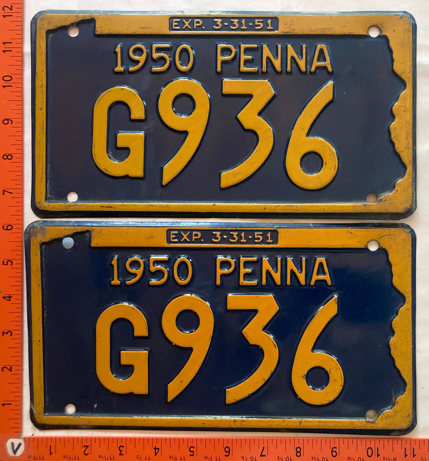 1950 Pennsylvania #G936 Passenger License Plate (Pair)
