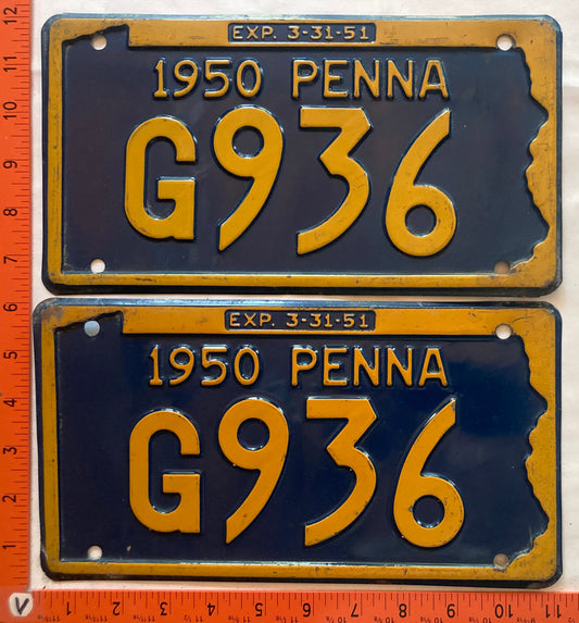 1950 Pennsylvania #G936 Passenger License Plate (Pair)