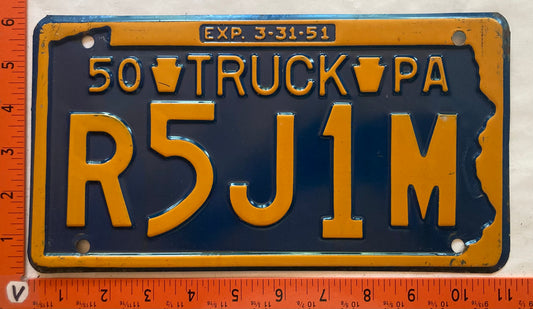 1950 Pennsylvania #R5J1M Truck License Plate