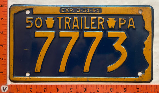 1950 Pennsylvania #7773 Trailer License Plate