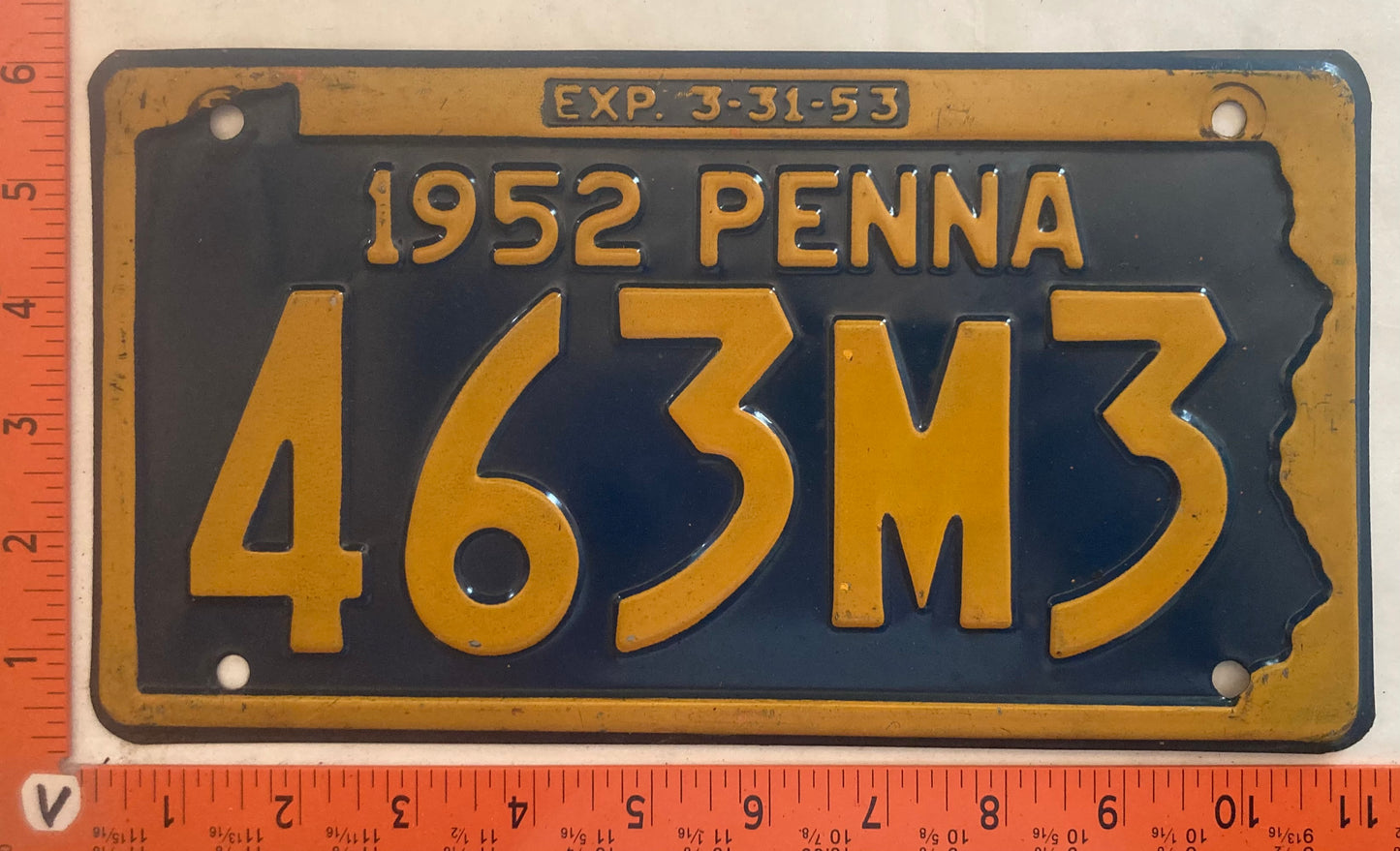 1952 Pennsylvania #463M3 Passenger License Plate