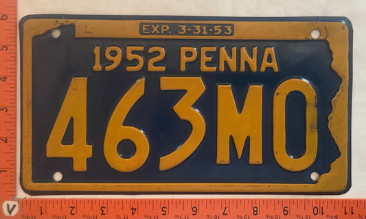 1952 Pennsylvania #463M0 Passenger License Plate