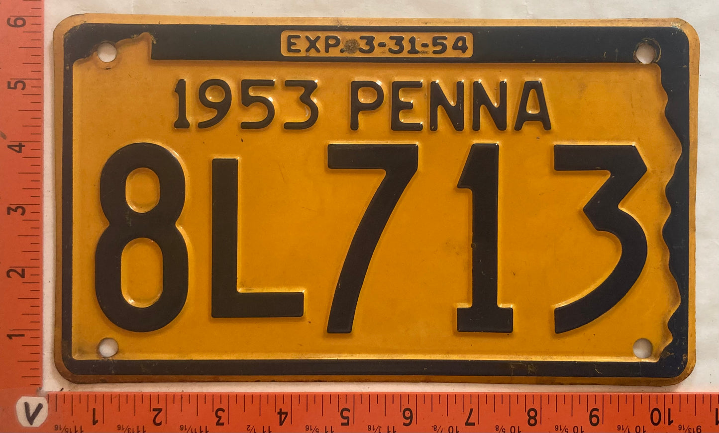 1953 Pennsylvania #8L713 Passenger License Plate