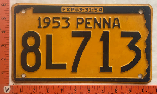 1953 Pennsylvania #8L713 Passenger License Plate