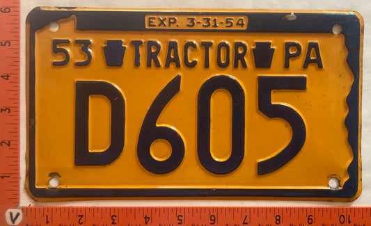 1953 Pennsylvania #D605 Tractor License Plate