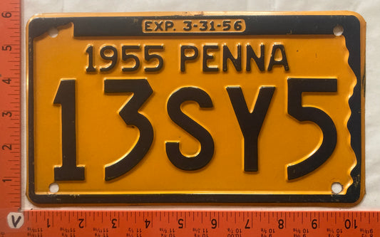 1955 Pennsylvania #13SY5 Passenger License Plate