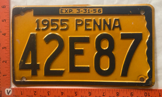 1955 Pennsylvania #42E87 Passenger License Plate