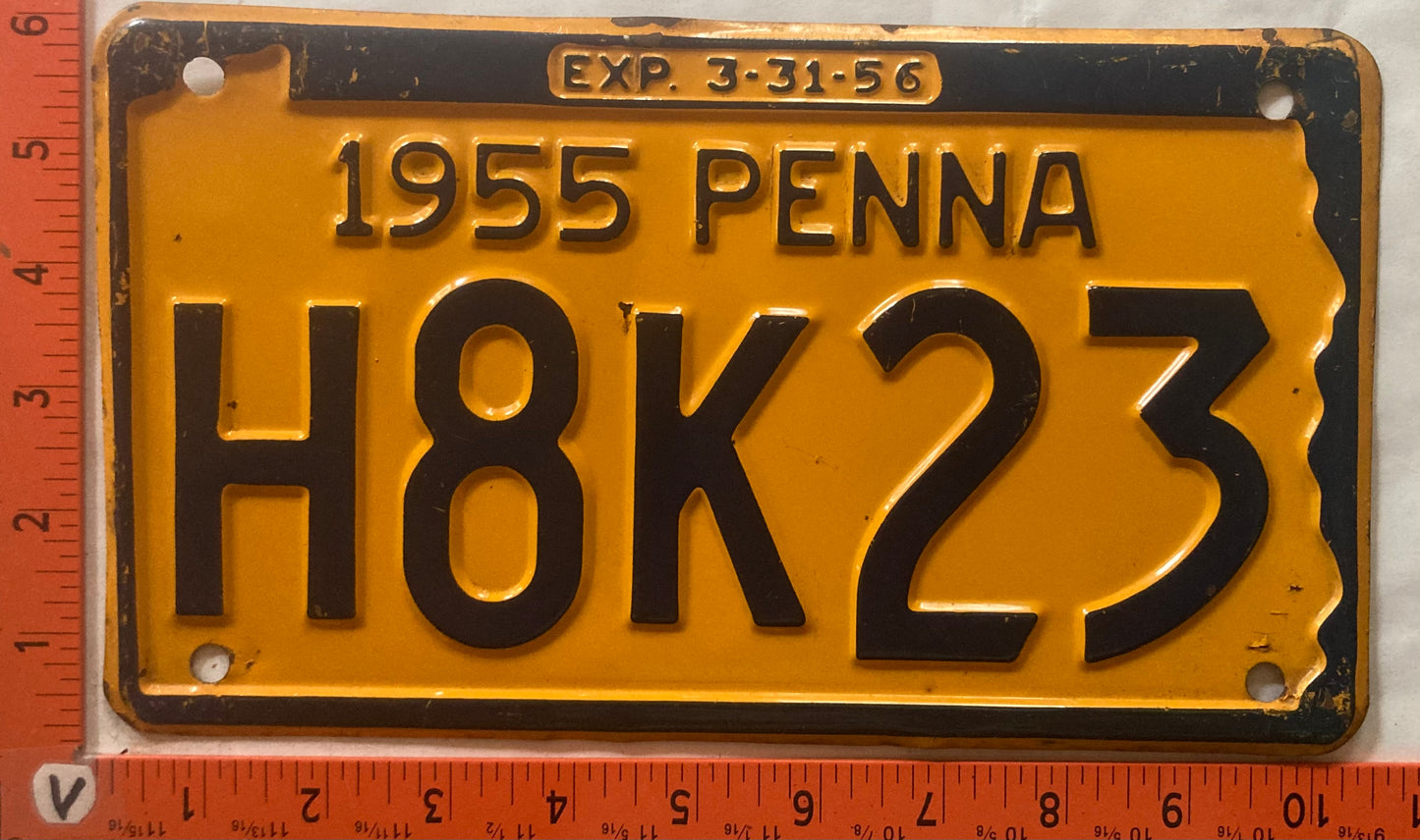 1955 Pennsylvania #H8K23 Passenger License Plate