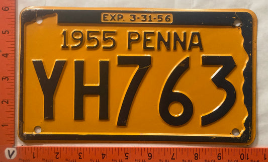 1955 Pennsylvania #YH763 Passenger License Plate