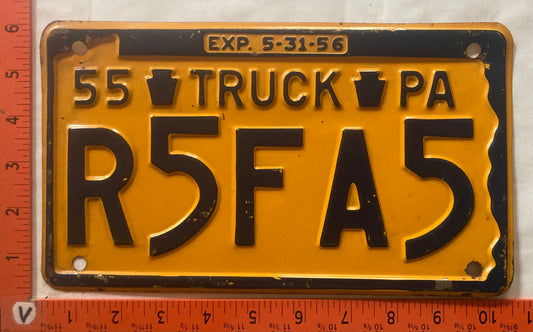 1955 Pennsylvania #R5FA5 Truck License Plate