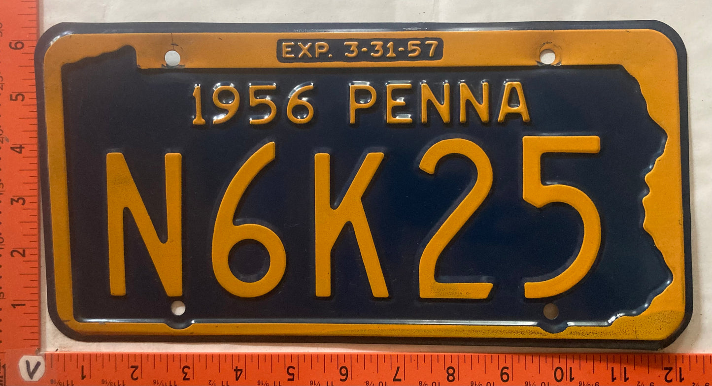 1956 Pennsylvania #N6K25 Passenger License Plate
