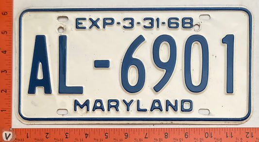 1968 Maryland #AL-6901 Passenger License Plate