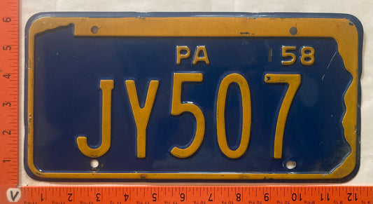 1958 Pennsylvania #JY507 Passenger License Plate