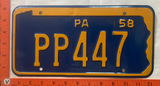 1958 Pennsylvania #PP447 Press Photographer License Plate