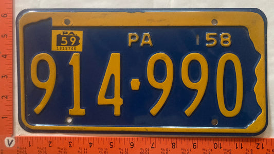 1959 Pennsylvania #914-990 Passenger License Plate