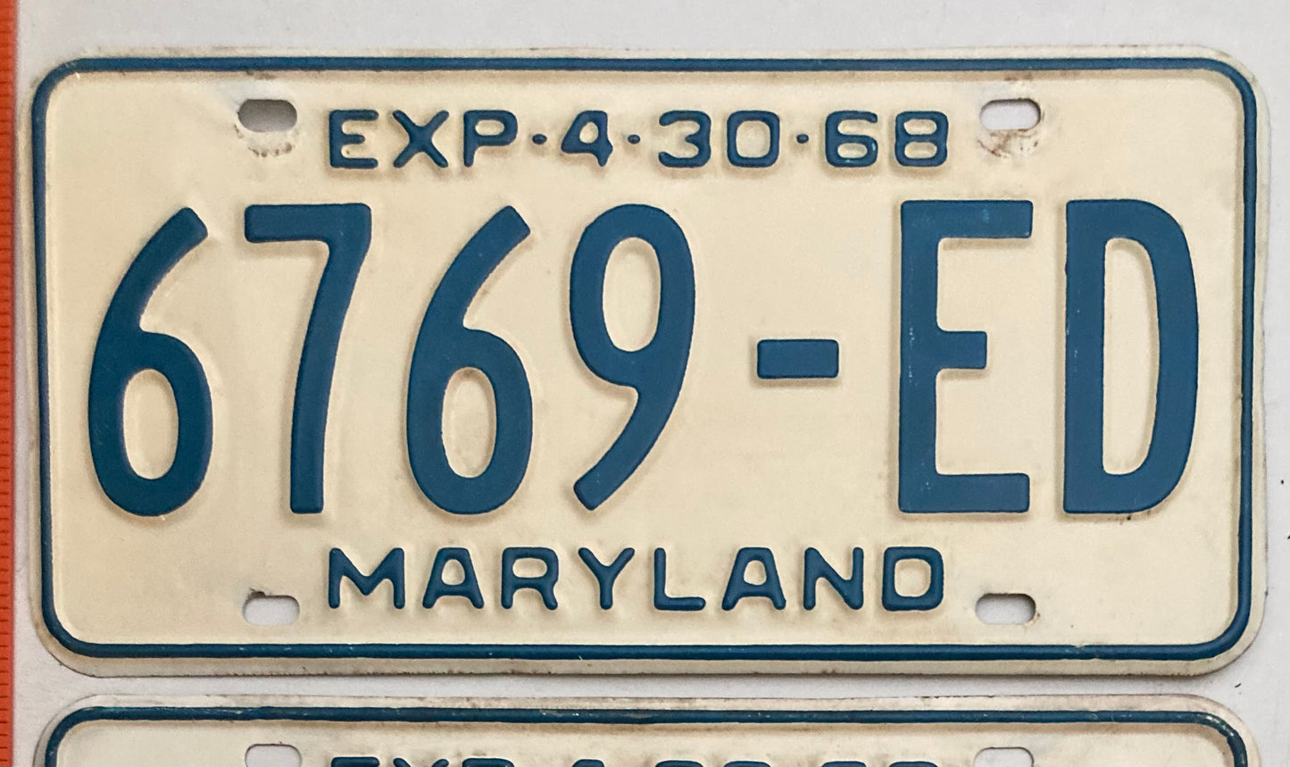 1968 Maryland #6769-ED Truck License Plate PAIR