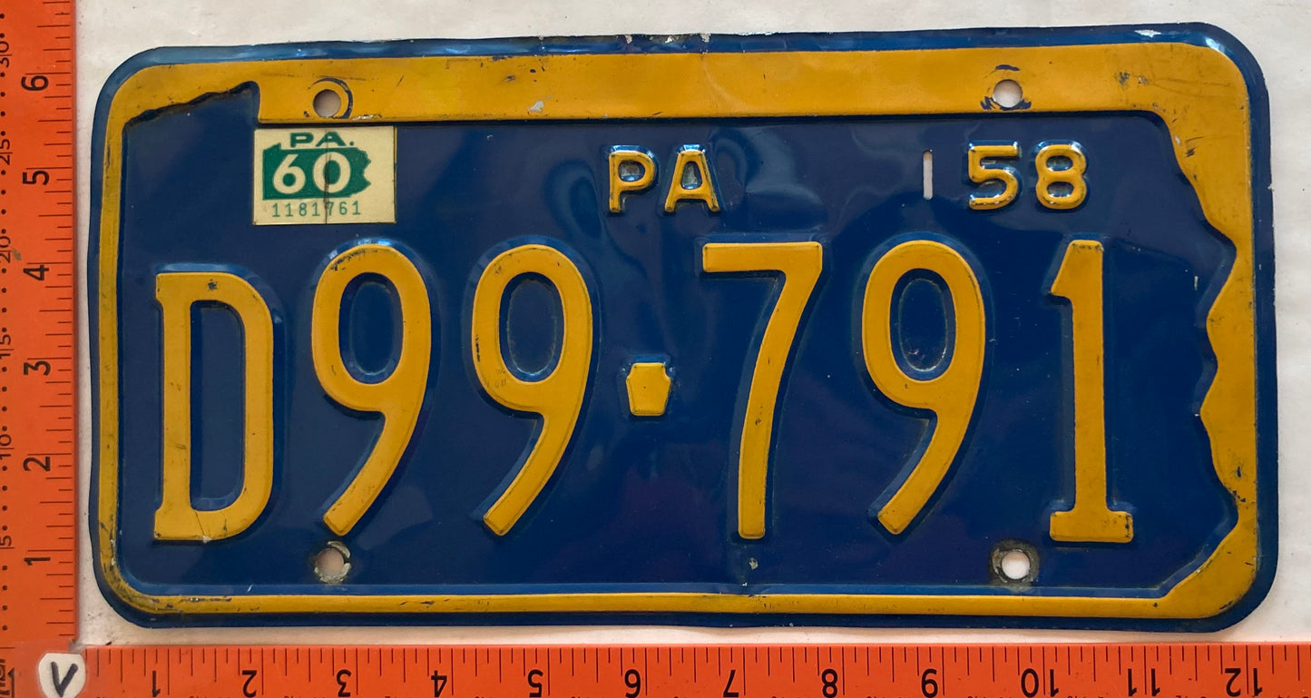 1960 Pennsylvania #D99-791 Passenger License Plate