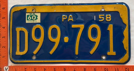 1960 Pennsylvania #D99-791 Passenger License Plate