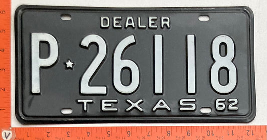 1962 Texas #P-26118 Dealer License Plate