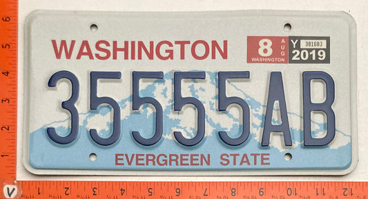 2019 Washington #35555AB Passenger License Plate