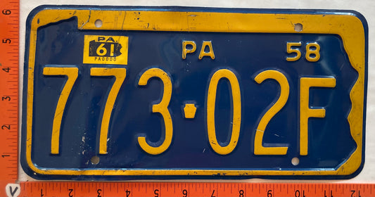 1961 Pennsylvania #773-02F Passenger License Plate