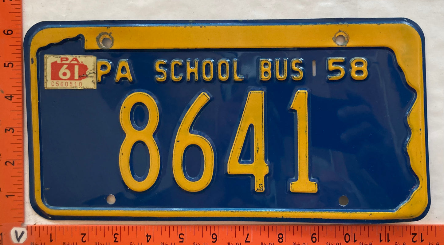 1961 Pennsylvania #8641 School Bus License Plate