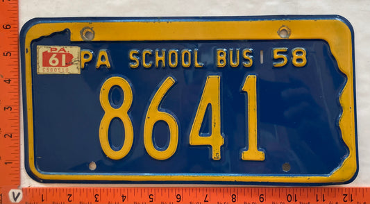 1961 Pennsylvania #8641 School Bus License Plate