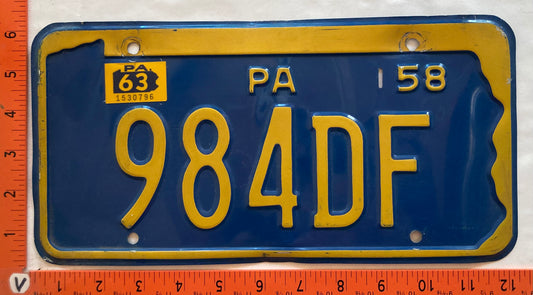 1963 Pennsylvania #984DF Passenger License Plate