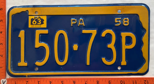 1963 Pennsylvania #150-73P Passenger License Plate