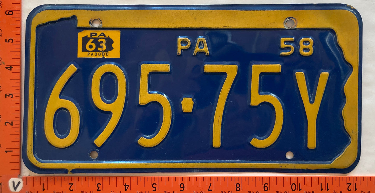 1963 Pennsylvania #695-75Y Passenger License Plate
