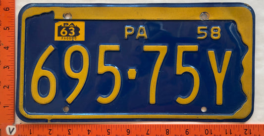 1963 Pennsylvania #695-75Y Passenger License Plate