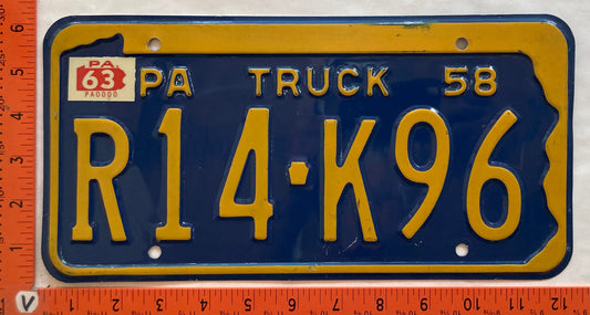 1963 Pennsylvania #R14-K96 Truck License Plate