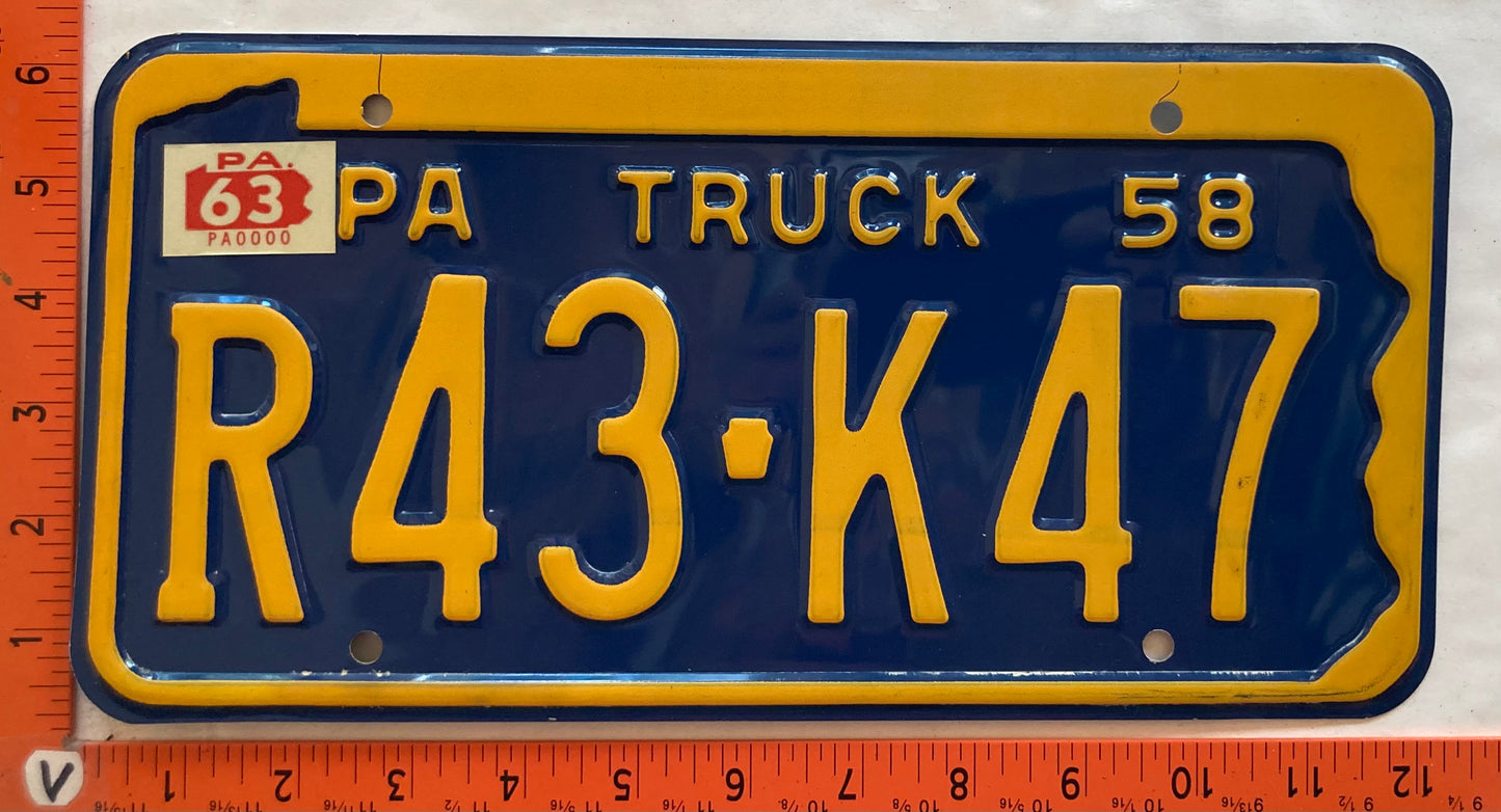 1963 Pennsylvania #R43-K47 Truck License Plate