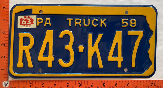1963 Pennsylvania #R43-K47 Truck License Plate
