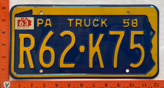 1963 Pennsylvania #R62-K75 Truck License Plate
