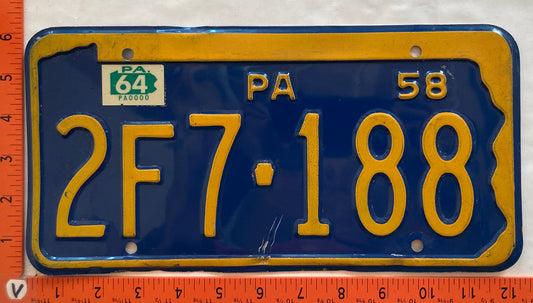 1964 Pennsylvania #2F7-188 Passenger License Plate