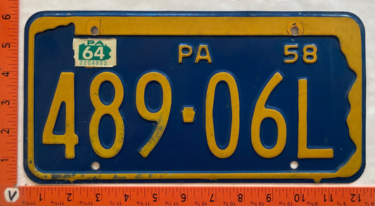 1964 Pennsylvania #489-06L Passenger License Plate