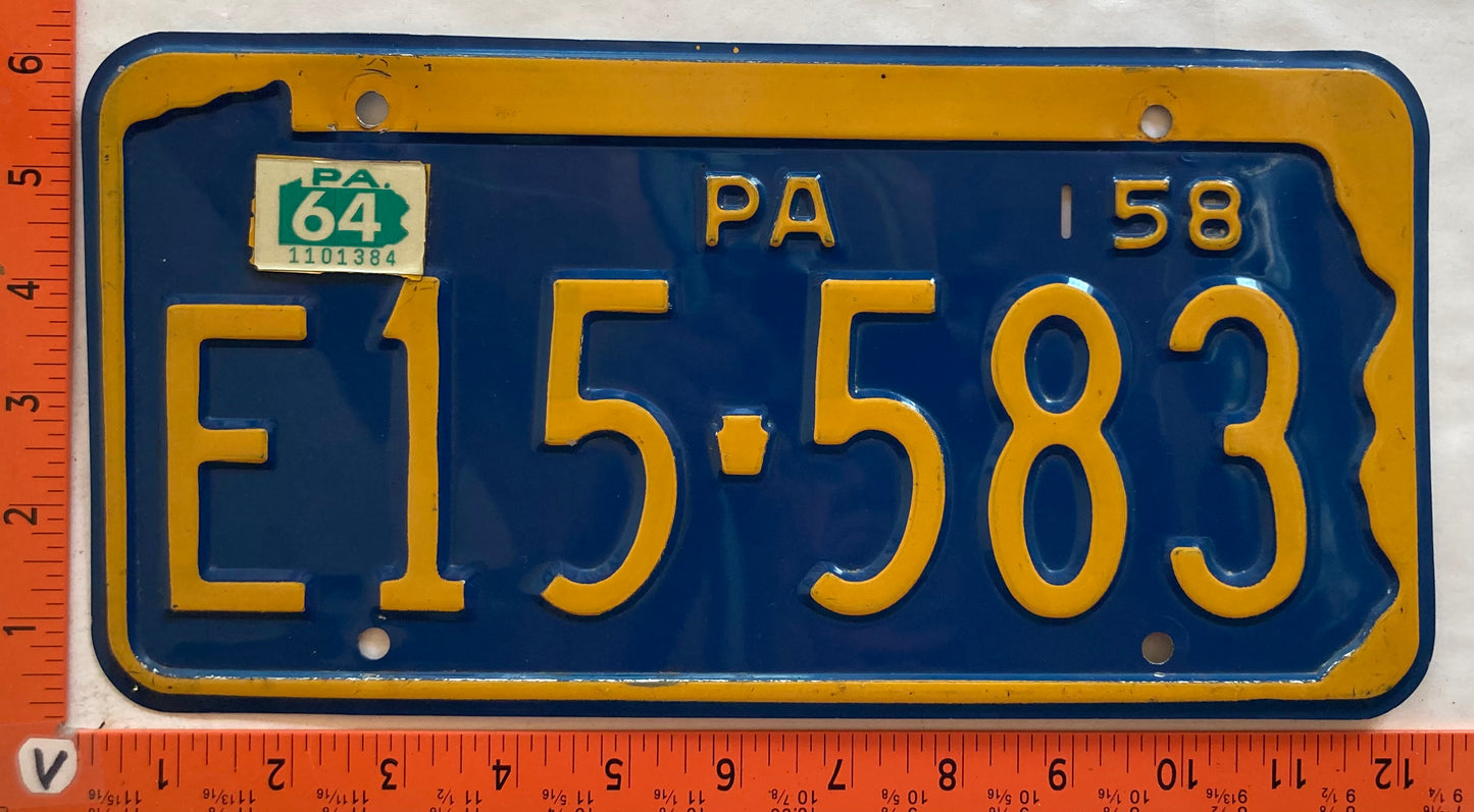 1964 Pennsylvania #E15-583 Passenger License Plate