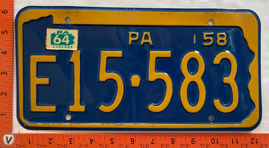1964 Pennsylvania #E15-583 Passenger License Plate