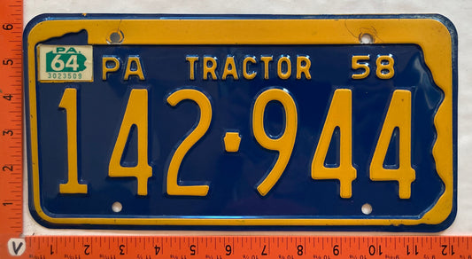 1964 Pennsylvania #142-944 Tractor License Plate