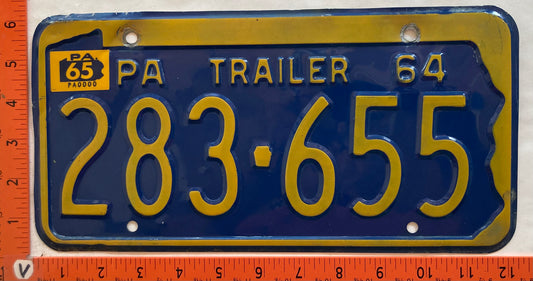 1965 Pennsylvania #283-655 Trailer License Plate