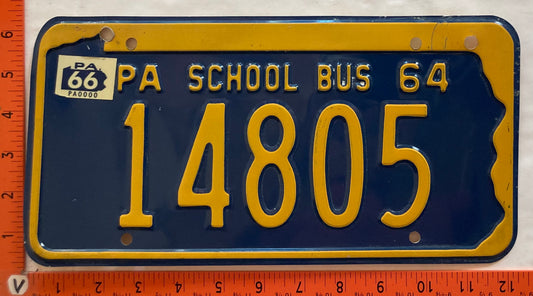 1966 Pennsylvania #14805 School Bus License Plate
