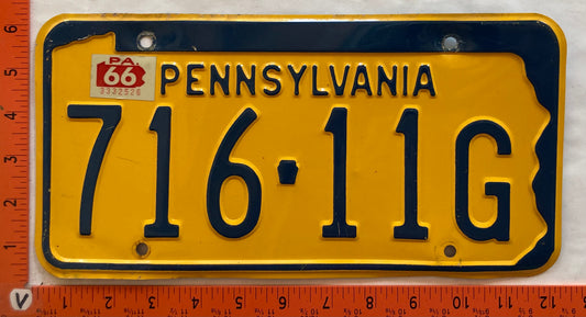 1966 Pennsylvania #716-11G Passenger License Plate