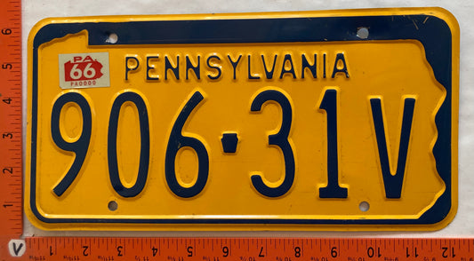 1966 Pennsylvania #906-31V Passenger License Plate