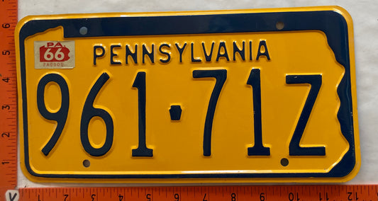 1966 Pennsylvania #961-71Z Passenger License Plate