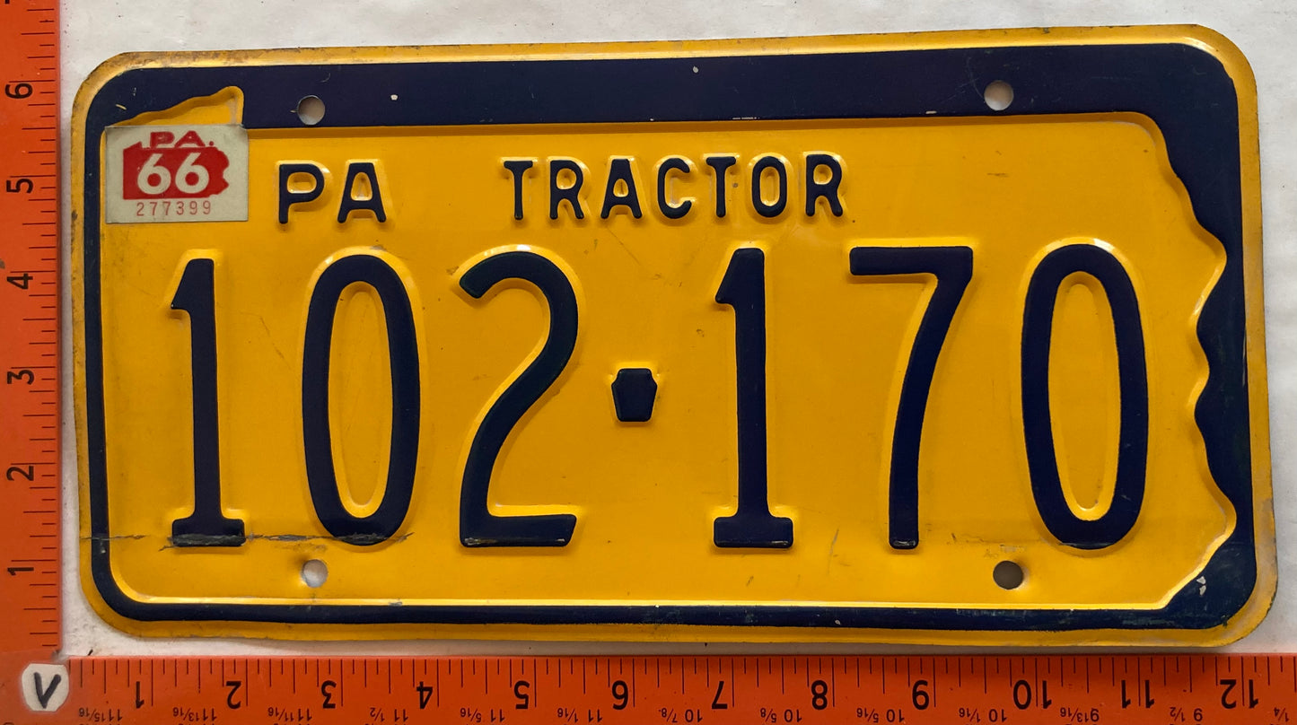 1966 Pennsylvania #102-170 Tractor License Plate