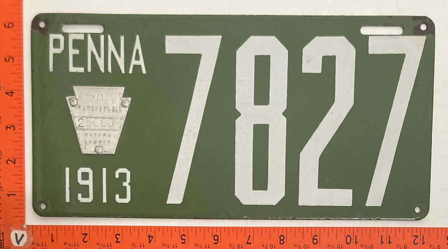 1913 Pennsylvania #7827 Passenger License Plate