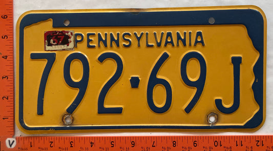 1967 Pennsylvania #792-69J Passenger License Plate